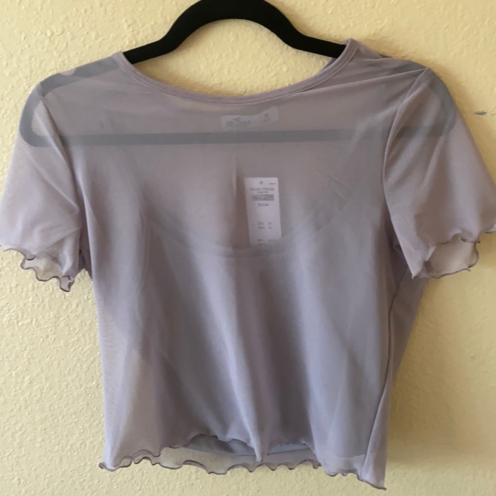 Mesh lavender crop top with built in tank top